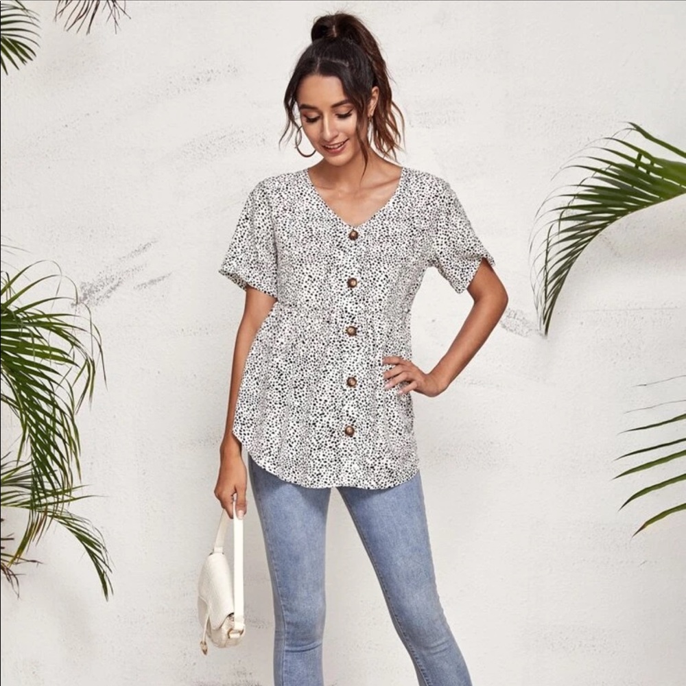 Dalmatian print women’s blouse (size medium)